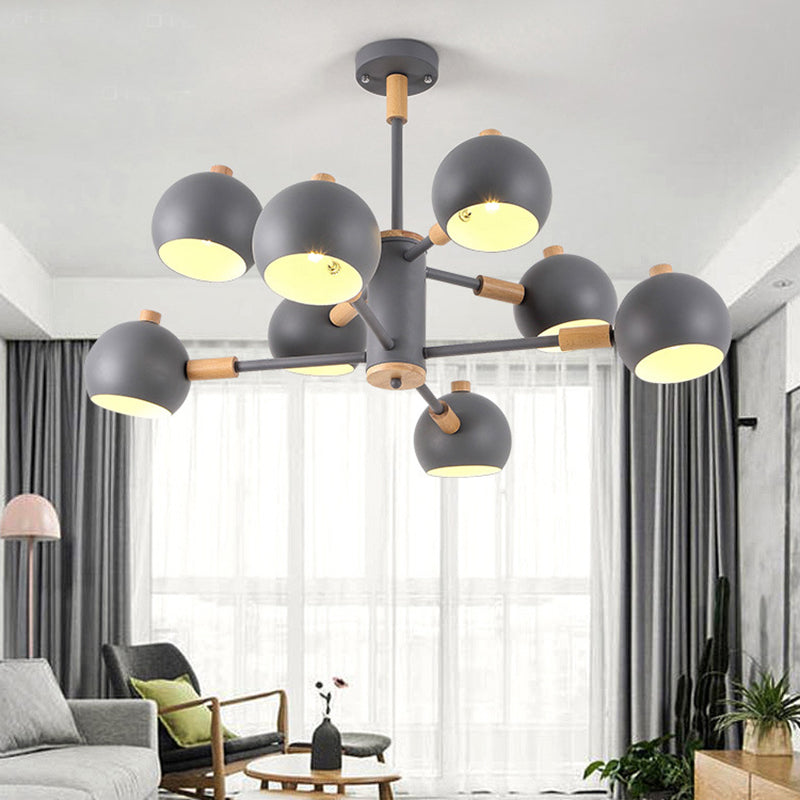 Scandinavian Metal Dome Hanging Chandelier - 2-Tier 8 Lights Ideal For Living Room And Shop