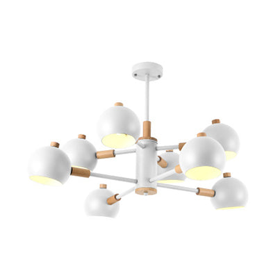 Scandinavian Metal Dome Hanging Chandelier - 2-Tier 8 Lights Ideal For Living Room And Shop White