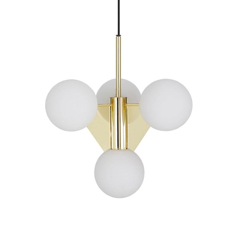 Modern Milky Glass Global Chandelier Pendant Lighting In Gold - 4 Heads Fixture