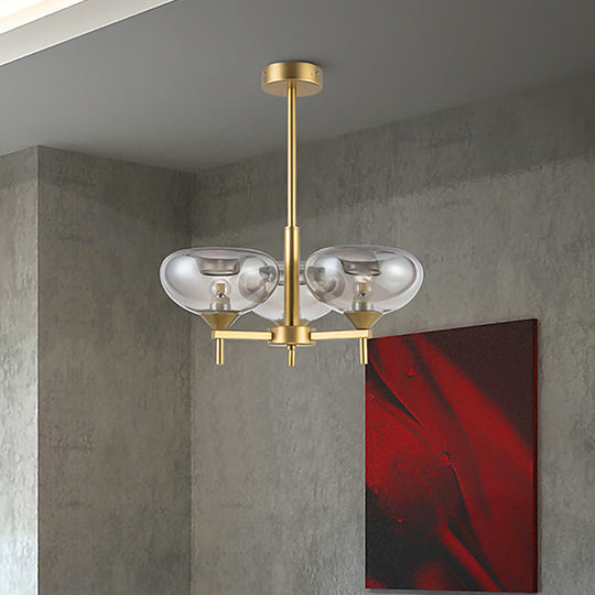 Modern Smoke Glass Dome Chandelier - 3 Head Suspension Lamp For Dining Room Ceiling