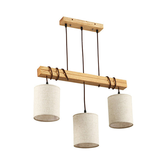 Traditional Fabric Wood Pendant Barrel Lights - Ideal For Dining Room Hanging Kit