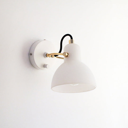 Contemporary Wall Lamp With Adjustable Arm And White Glass Dome