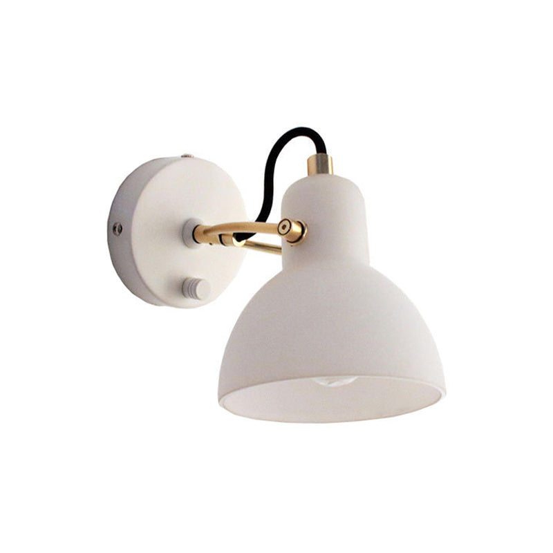 Contemporary Wall Lamp With Adjustable Arm And White Glass Dome