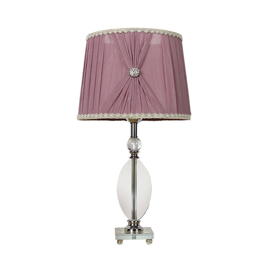 Rustic Purple Bedroom Nightstand Lamp - 1 Light Crystal Shade