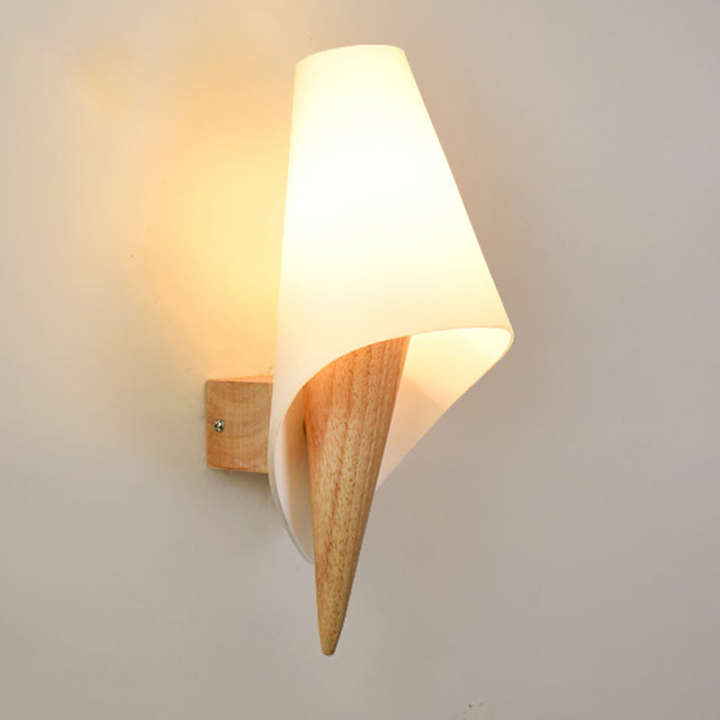 Flare Wall Sconce - Chinese White Glass With 1 Bulb For Living Room Lighting