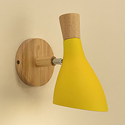 Metal Wood Horn Wall Lamp - Macaroon 1 Light For Living Room & Child Bedroom Yellow