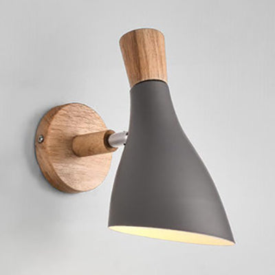 Metal Wood Horn Wall Lamp - Macaroon 1 Light For Living Room & Child Bedroom Grey