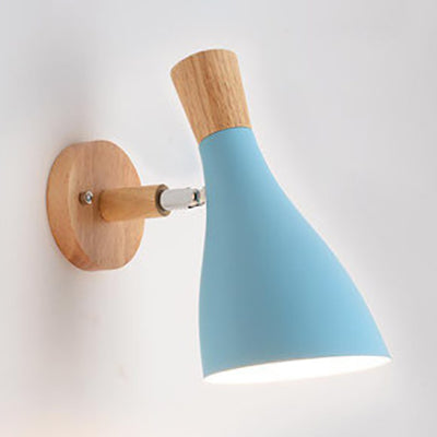 Metal Wood Horn Wall Lamp - Macaroon 1 Light For Living Room & Child Bedroom Blue