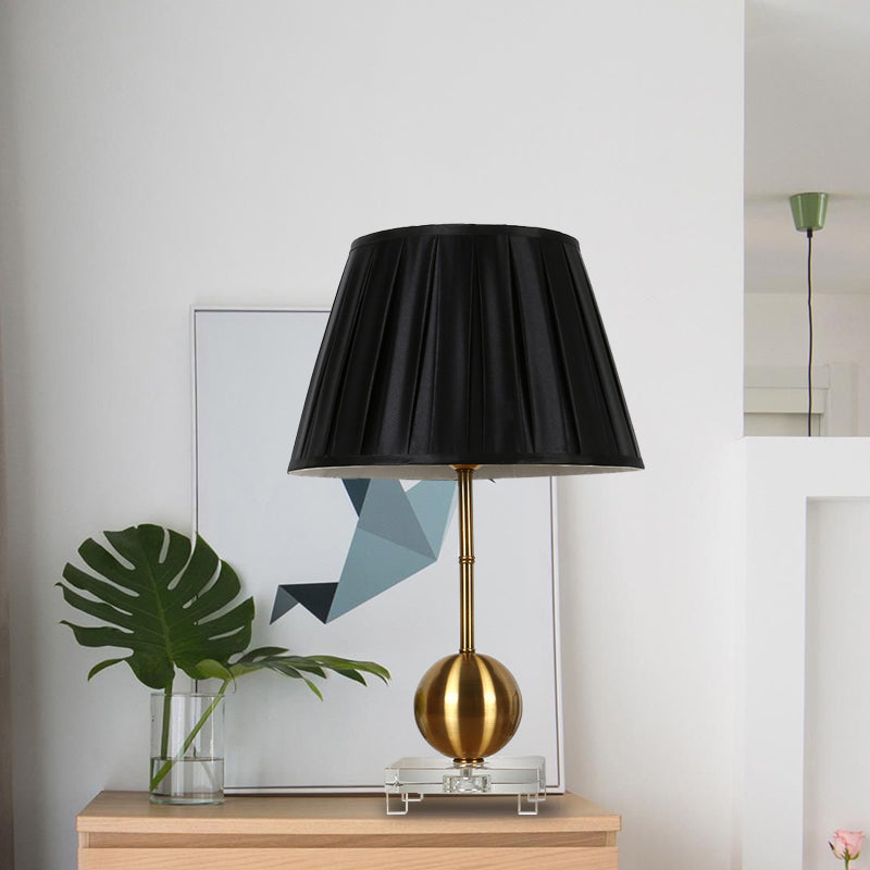 Black Fabric Table Lamp With Crystal Base - Elegant Single Light For Bedroom Or Countryside Ambience