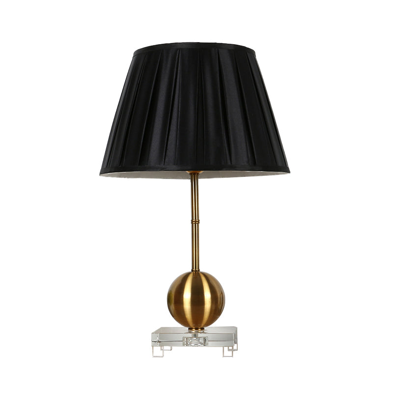 Black Fabric Table Lamp With Crystal Base - Elegant Single Light For Bedroom Or Countryside Ambience