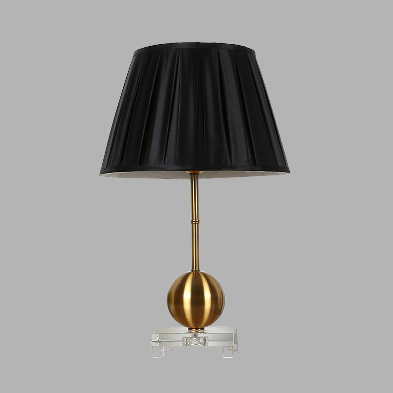 Black Fabric Table Lamp With Crystal Base - Elegant Single Light For Bedroom Or Countryside Ambience