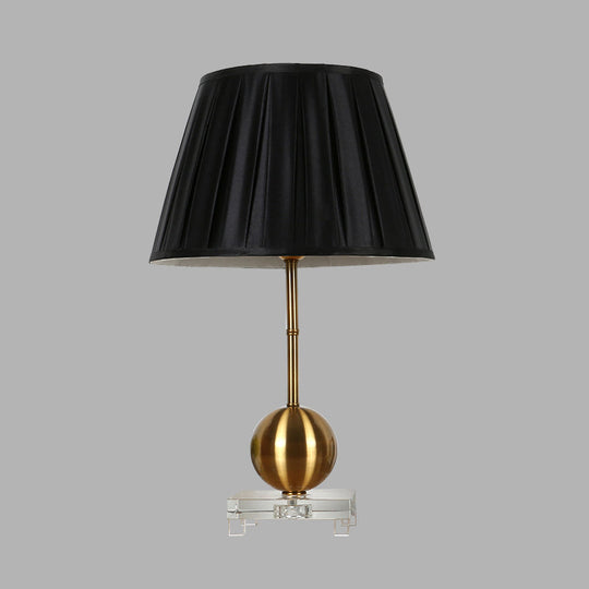 Black Fabric Table Lamp With Crystal Base - Elegant Single Light For Bedroom Or Countryside Ambience