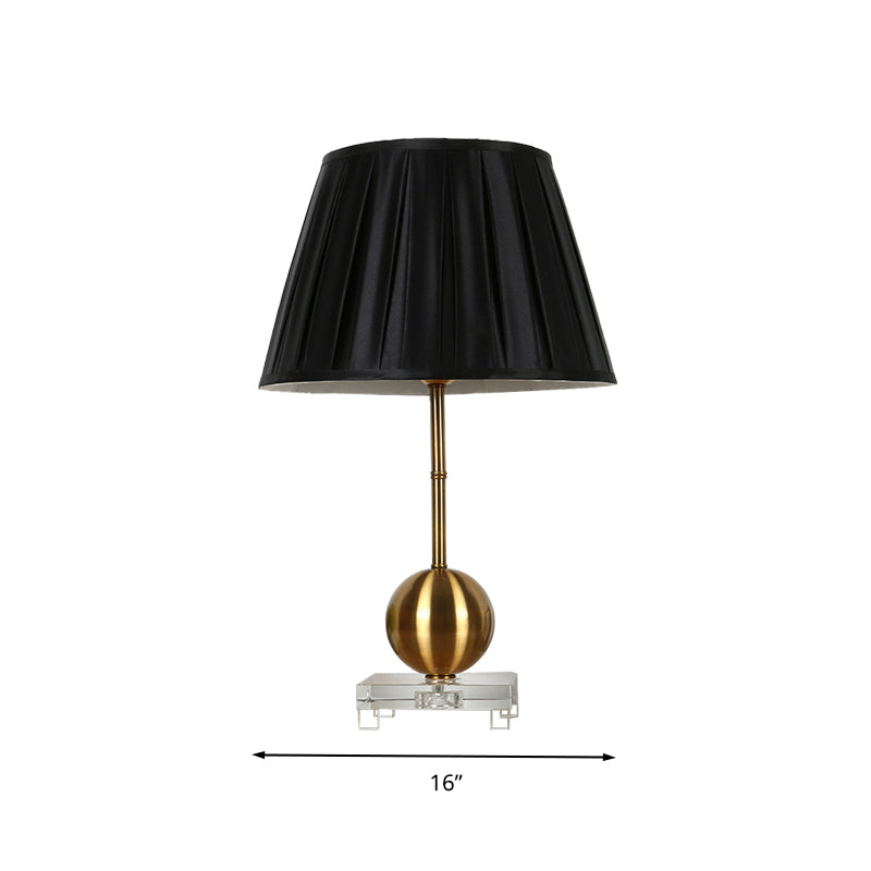 Black Fabric Table Lamp With Crystal Base - Elegant Single Light For Bedroom Or Countryside Ambience