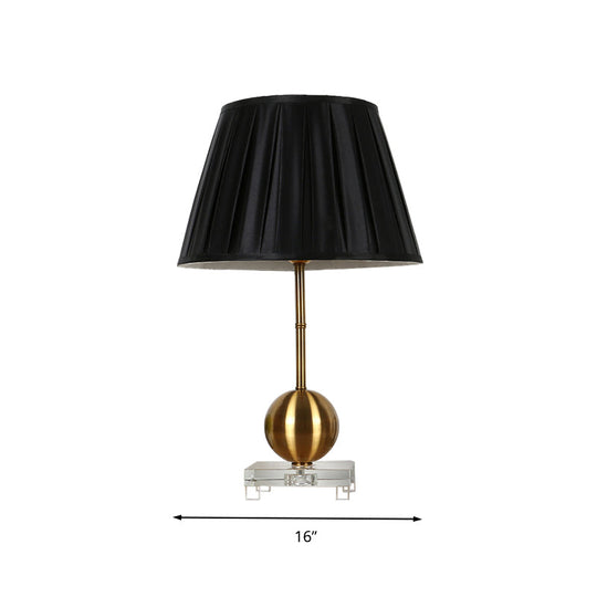 Black Fabric Table Lamp With Crystal Base - Elegant Single Light For Bedroom Or Countryside Ambience