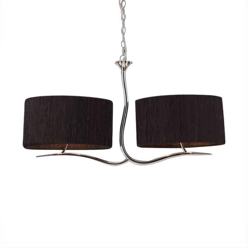 Drum Pendant Light - 4 Black/White Fabric Lights For Dining Room Island