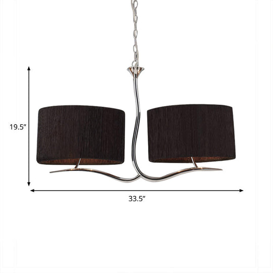 Drum Pendant Light - 4 Black/White Fabric Lights For Dining Room Island