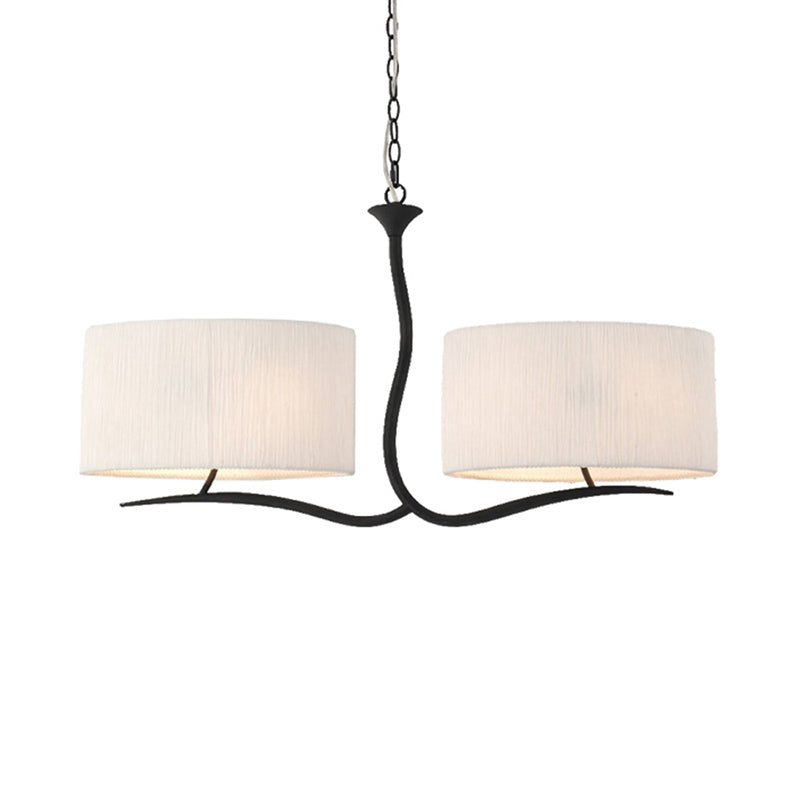 Drum Pendant Light - 4 Black/White Fabric Lights For Dining Room Island