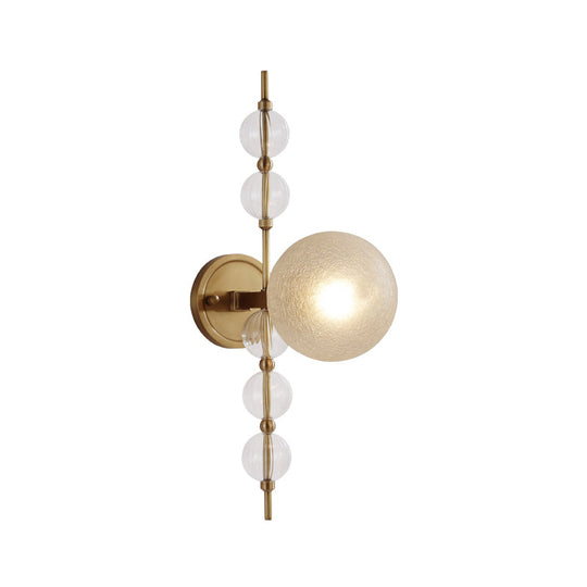 Gold Crackle Glass Modern Wall Sconce For Living Room With Round Light Fixture