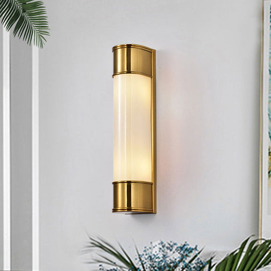 Modern Opal Glass Tubular Wall Light With 2 Heads - Black/White/Gold Sconce For Bedroom