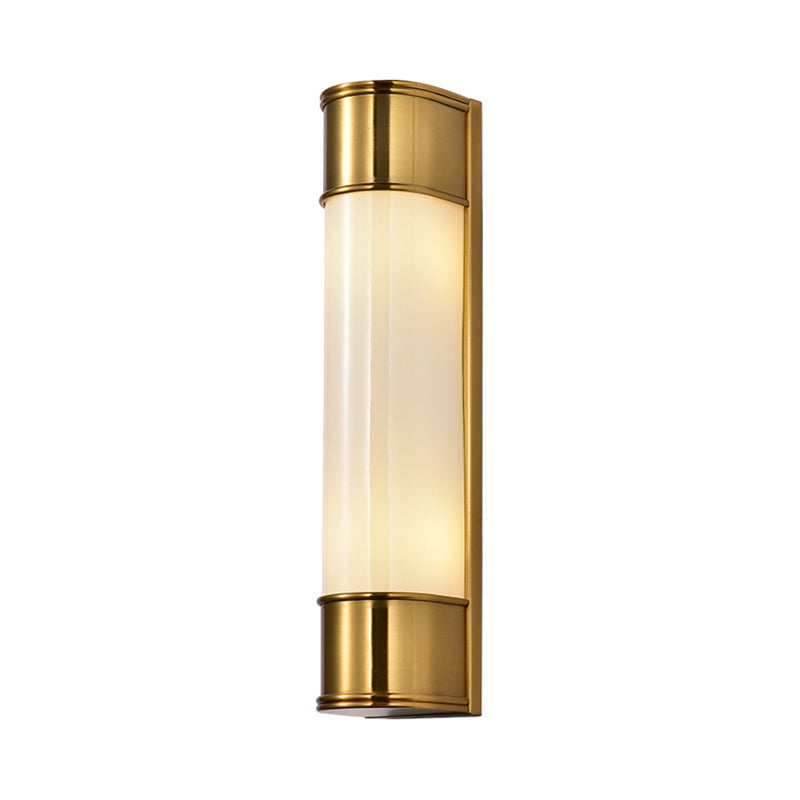 Modern Opal Glass Tubular Wall Light With 2 Heads - Black/White/Gold Sconce For Bedroom