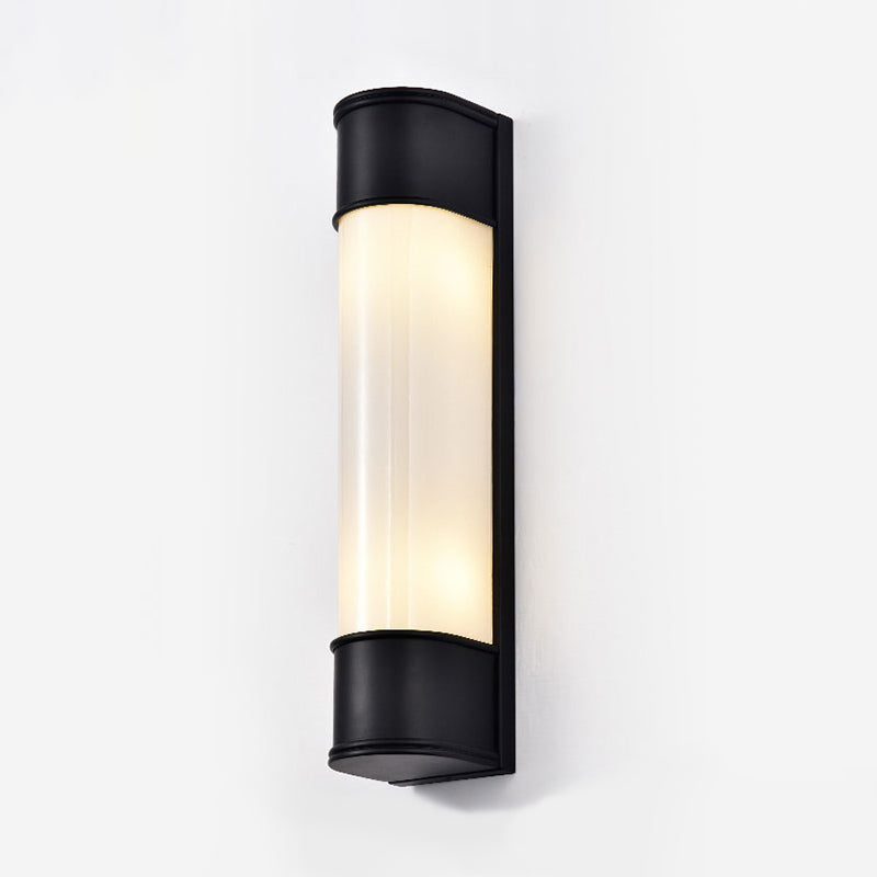 Modern Opal Glass Tubular Wall Light With 2 Heads - Black/White/Gold Sconce For Bedroom