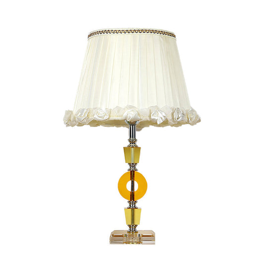 Traditional White Crystal Table Lamp - Elegant Single Light For Living Room Nightstand