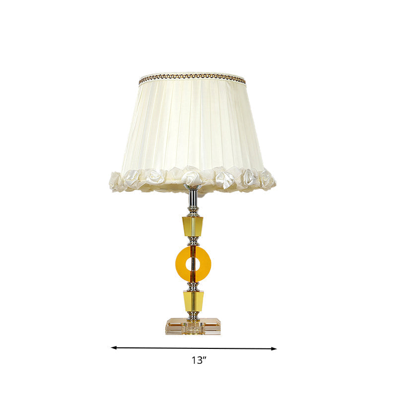 Traditional White Crystal Table Lamp - Elegant Single Light For Living Room Nightstand