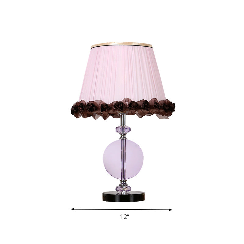 1-Light Pink Crystal Nightstand Table Lamp For Bedroom