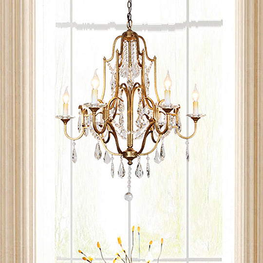 Antique Brass Chandelier With Crystal Accents | 4/6/9 Candlestick Lights Traditional Suspension