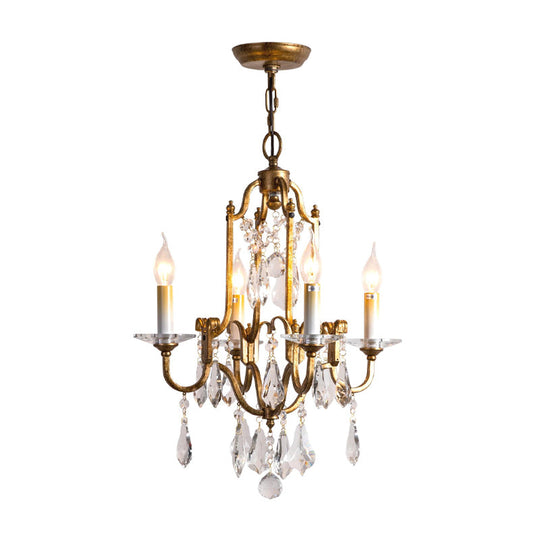 Antique Brass Chandelier With Crystal Accents | 4/6/9 Candlestick Lights Traditional Suspension