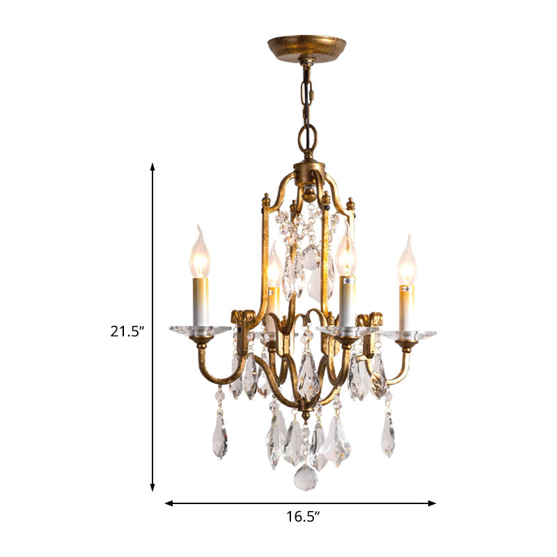 Antique Brass Chandelier With Crystal Accents | 4/6/9 Candlestick Lights Traditional Suspension