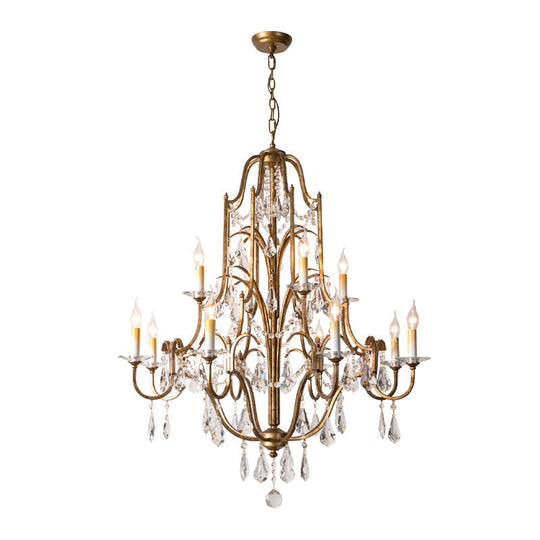 Antique Brass Chandelier With Crystal Accents | 4/6/9 Candlestick Lights Traditional Suspension