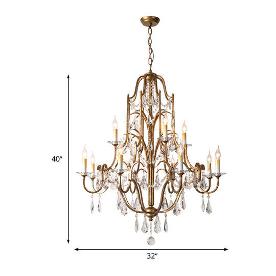 Antique Brass Chandelier With Crystal Accents | 4/6/9 Candlestick Lights Traditional Suspension