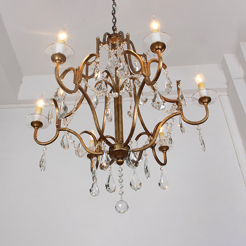 Antique Brass Chandelier With Crystal Accents | 4/6/9 Candlestick Lights Traditional Suspension