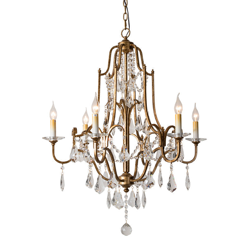 Antique Brass Chandelier With Crystal Accents | 4/6/9 Candlestick Lights Traditional Suspension