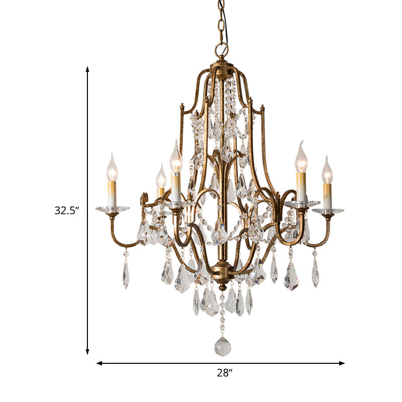 Antique Brass Chandelier With Crystal Accents | 4/6/9 Candlestick Lights Traditional Suspension