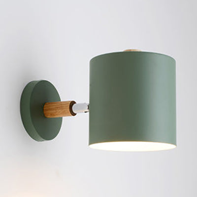 Kids Bedroom & Corridor Modern Wall Lamp - Metal Cylinder Design Green