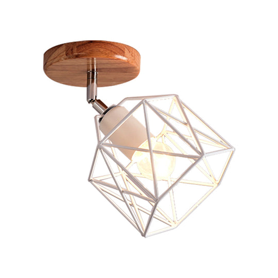 Modern Metal Hexagon Ceiling Light - Gray/White/Pink/Yellow/Blue/Green - Semi Flush Mount for Bedroom