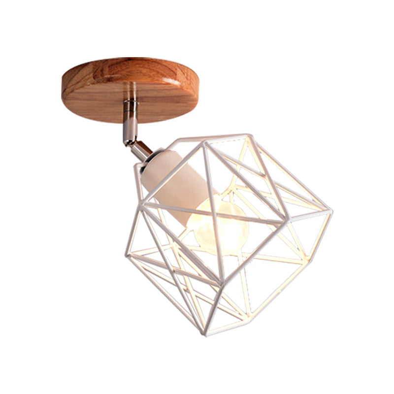 Modern Metal Hexagon Ceiling Light - Gray/White/Pink/Yellow/Blue/Green Semi Flush Mount For Bedroom