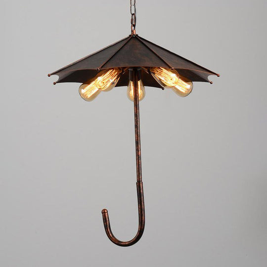 Industrial Rustic Metal Pendant Chandelier With Exposed Bulb - 5 Lights | Restaurant Hanging Fixture