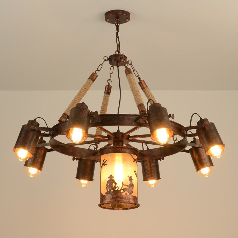 Antique Rust Metal Pendant Light Chandelier - 7/9 Lights - Perfect for Restaurants