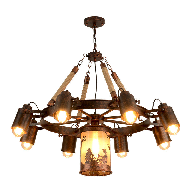 Antique Rust Metal Pendant Light Chandelier - 7/9 Lights - Perfect for Restaurants