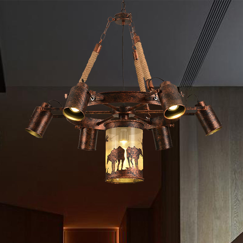 7-Light Antique Rust Metal Chandelier Pendant For Restaurants 7 /