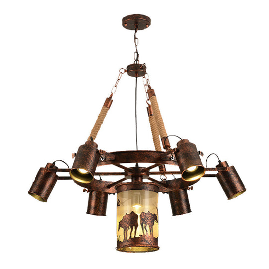 Antique Rust Metal Pendant Light Chandelier - 7/9 Lights - Perfect for Restaurants