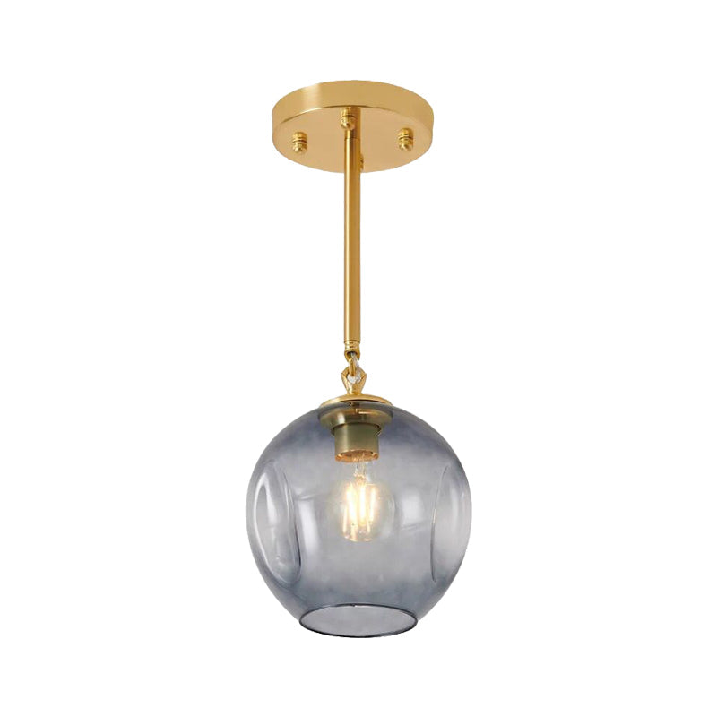 Amber/Smoke Gray Glass Semi Flush Light Fixture - Nordic Ceiling Flush Mount for Hallway - 1-Light