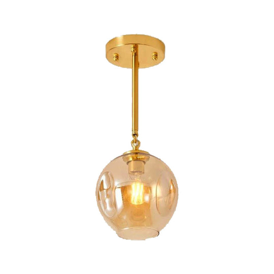 Amber/Smoke Gray Glass Semi Flush Light Fixture - Nordic Ceiling Flush Mount for Hallway - 1-Light