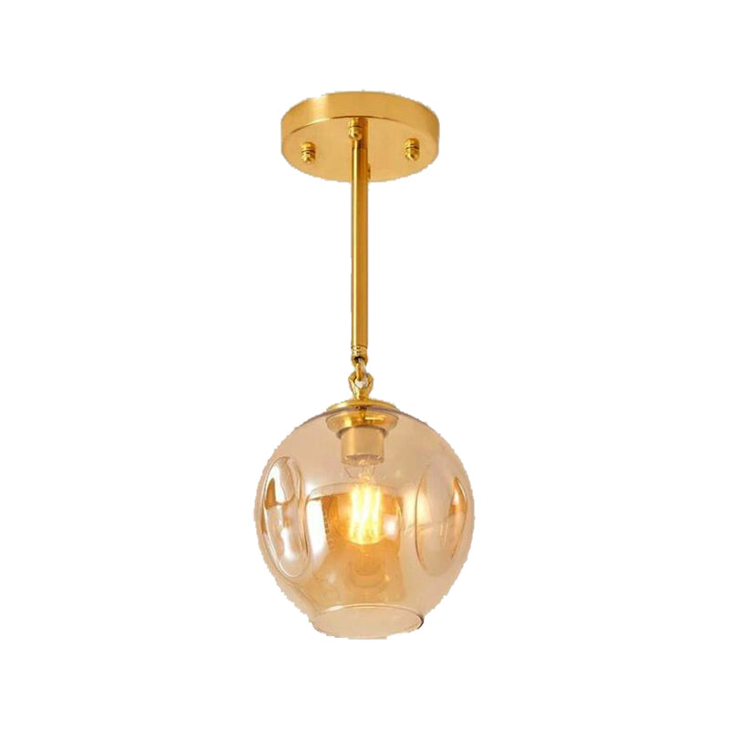 Amber/Smoke Gray Glass Semi Flush Light Fixture - Nordic Ceiling Mount For Hallway 1-Light