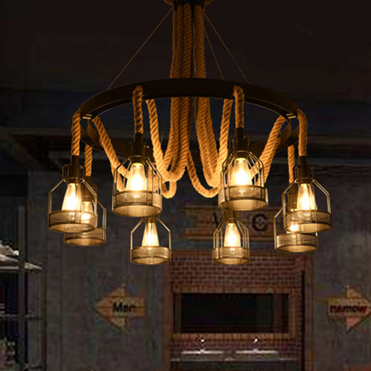 Metallic Chandelier - 4/6/14 Lights, Circular Design, Black - Perfect for Restaurants and Ceilings