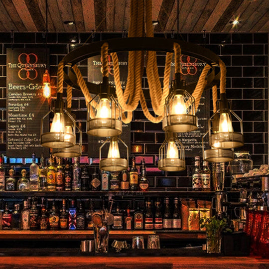 Modern Circular Metallic Chandelier - 4/6/14 Lights In Black Restaurant Ceiling Light Fixture |