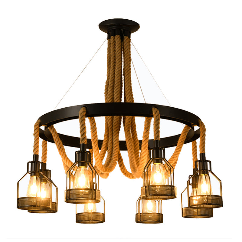 Metallic Chandelier - 4/6/14 Lights, Circular Design, Black - Perfect for Restaurants and Ceilings